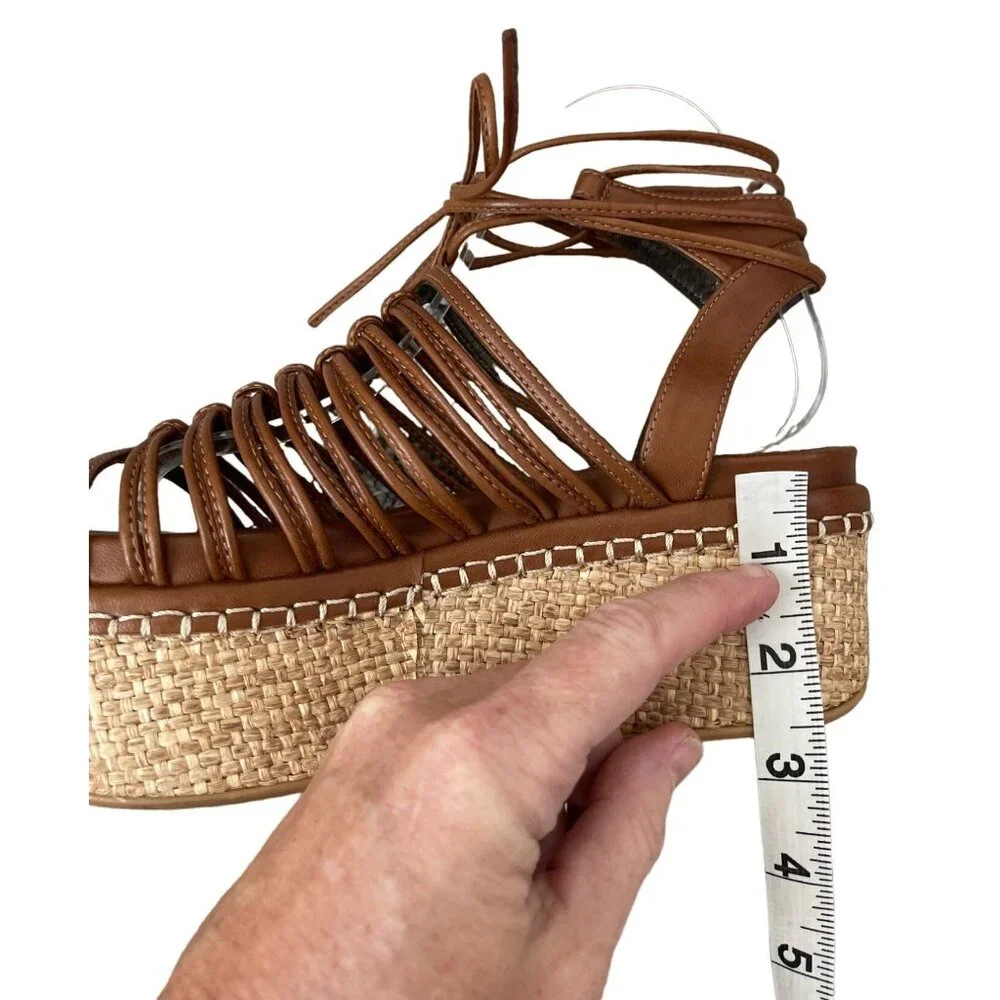 Stuart Weitzman KNOTAGAIN Wedge Caged Gladiator Platform Sandal‎ Brown $445 6M